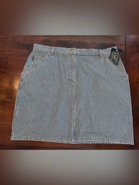 NWT Vintage Lauren Jeans Co Ralph Lauren Hickory Stripe Carpenter Maxi Skirt 16